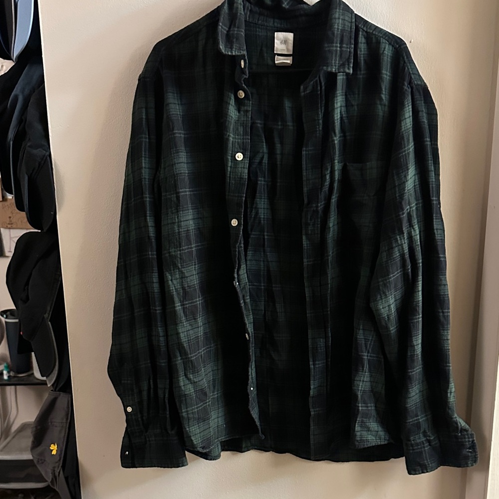 H&M Dark Green Checkered Shirt